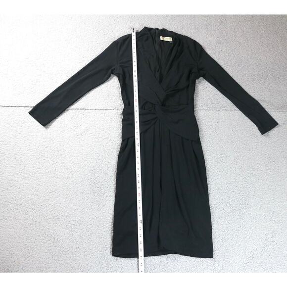 MM LaFleur Dress Womens 6 Black Blair 2.0 Ruched Twist Long Sleeve Midi Zip Up - Picture 8 of 13